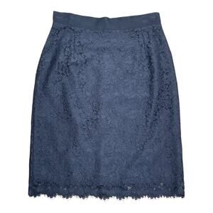 Nili Lotan Black Lace Knee Skirt Size 8 Scalloped Hem